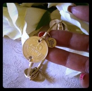 Vintage Costa Rican Coin Wire-wrapped Bangle